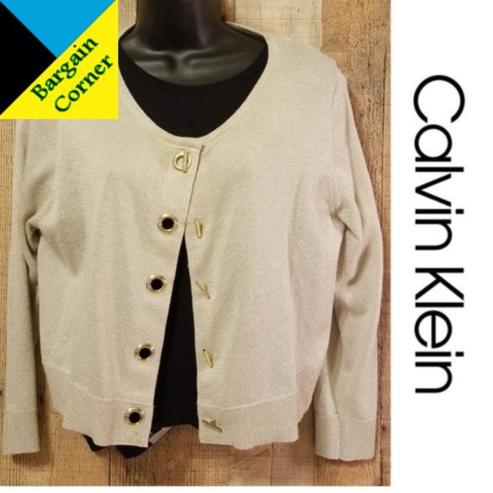 Short Gold Sparkle Calvin Klein Sweater Large